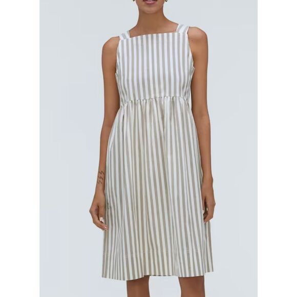 Everlane Striped Midi Dress in White and Tan - Picture 1 of 12